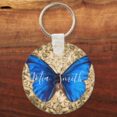 Blauwe monarch vlinder sleutelhanger (Voorkant)