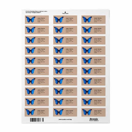 Blauwe Monarch vlinder stijlvol Etiket (Full Sheet)