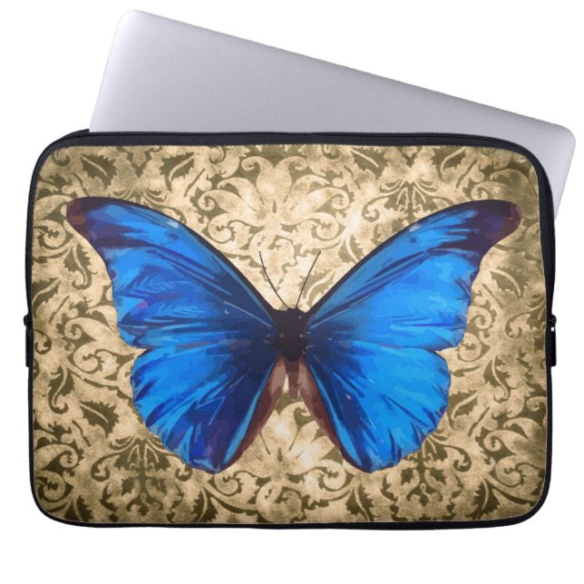 Blauwe monboogvlinder  dameskunst laptop sleeve (Voorkant)