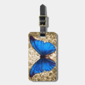 Blauwe monboogvlinderdarm  kunst bagagelabel (Voorkant verticaal)