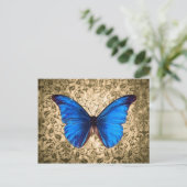 Blauwe monboogvlinderdarm kunst briefkaart (Staand voorkant)