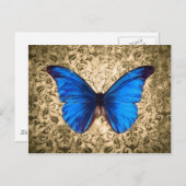 Blauwe monboogvlinderdarm kunst briefkaart (Voorkant / Achterkant)