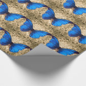 Blauwe monboogvlinderdarm  kunst cadeaupapier (Hoek)