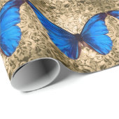 Blauwe monboogvlinderdarm  kunst cadeaupapier (Rol Hoek)