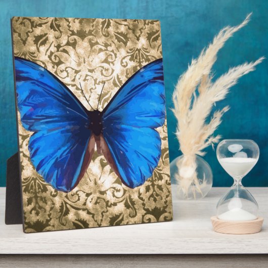 Blauwe monboogvlinderdarm  kunst fotoplaat (Zijkant)