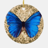 Blauwe monboogvlinderdarm  kunst keramisch ornament (Achterkant)