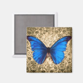 Blauwe monboogvlinderdarm  kunst magneet (Voorkant / Achterkant)