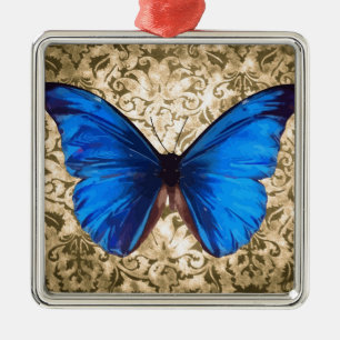 Blauwe monboogvlinderdarm kunst metalen ornament