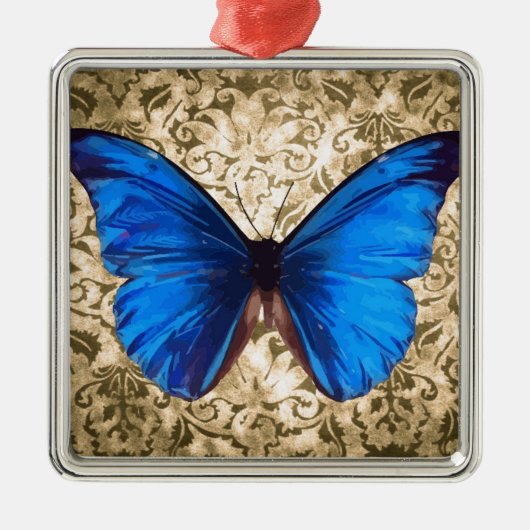 Blauwe monboogvlinderdarm  kunst metalen ornament (Voorkant)