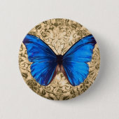 Blauwe monboogvlinderdarm  kunst ronde button 5,7 cm (Voorkant)