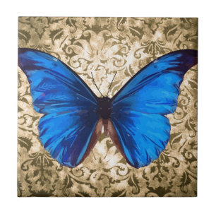 Blauwe monboogvlinderdarm kunst tegeltje