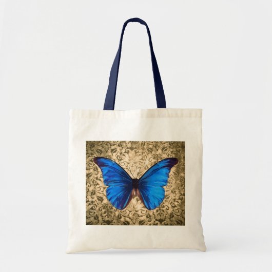 Blauwe monboogvlinderdarm kunst tote bag (Voorkant)