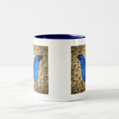 Blauwe monboogvlinderdarm  kunst tweekleurige koffiemok (Center)