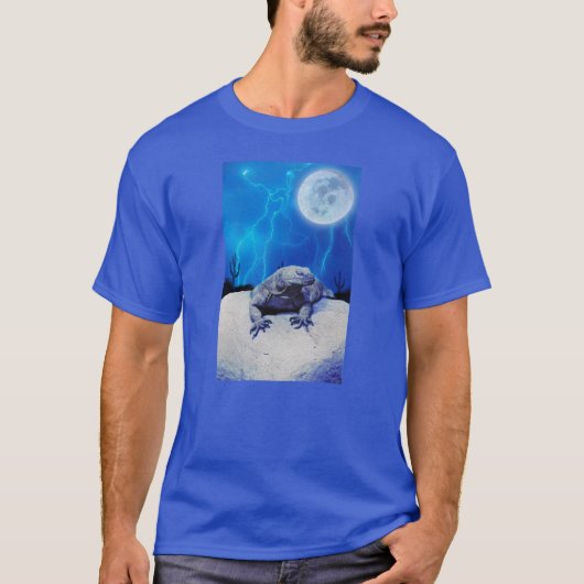 Blauwe monitor Lizard Dragon Reptile Fantasy Art T-shirt (Voorkant)