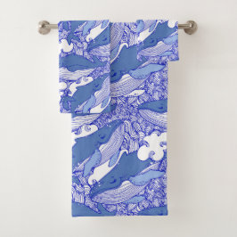 Blauwe monochromatische bultrug bad handdoek