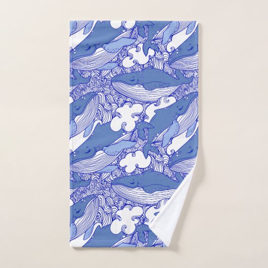 Blauwe monochromatische bultrug bad handdoek (Handdoek)