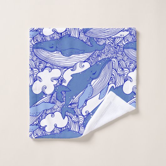 Blauwe monochromatische bultrug bad handdoek (Wasdoekje)