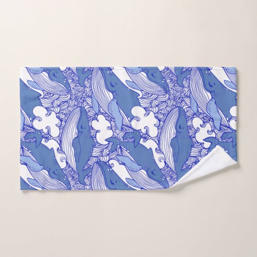 Blauwe monochromatische bultrug bad handdoek (Handdoek)