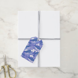 Blauwe monochromatische bultrug cadeaulabel