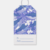 Blauwe monochromatische bultrug cadeaulabel (Achterkant)