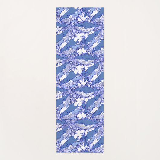 Blauwe monochromatische bultrug yogamat (Voorkant)