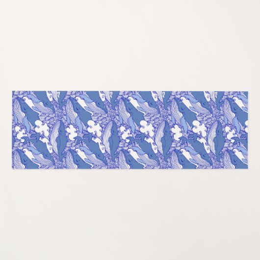 Blauwe monochromatische bultrug yogamat (Voorkant (horizontaal))