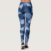 Blauwe monogram camouflage Patroonmonogram Leggings (Achterkant)
