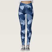 Blauwe monogram camouflage Patroonmonogram Leggings (Voorkant)