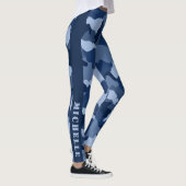 Blauwe monogram camouflage Patroonmonogram Leggings (Rechts)