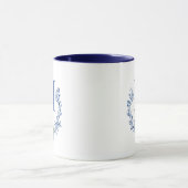 Blauwe Monogram Crest met kerstboom Mok (Midden)