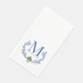 Blauwe Monogram Crest met kerstboom Servet (Hoek)