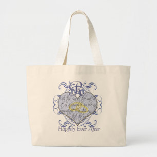Blauwe Monogram Huwelijksreis Bruid's Bag Grote Tote Bag