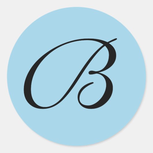Blauwe monogram Initialen envelop afdichtingen Ronde Sticker (Voorkant)