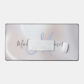Blauwe Monogram Iriserende Pearlescent Desk Mat (Keyboard & Muis)