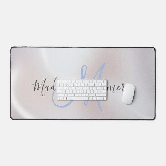 Blauwe Monogram Iriserende Pearlescent Desk Mat (Keyboard & Muis)