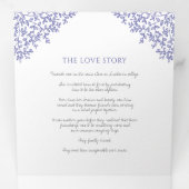 blauwe monogram kunst liefde bruiloft drieluik programma (Binnenzijde eerst)