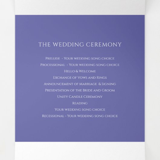 blauwe monogram kunst liefde bruiloft drieluik programma (Binnenkant midden)