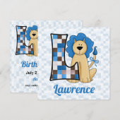 Blauwe Monogram L Birthday Party van het Kind Kaart (Voorkant / Achterkant)