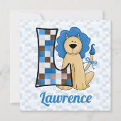 Blauwe Monogram L Birthday Party van het Kind Kaart (Voorkant)