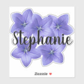 blauwe monogram naam Bloem Natuur Modern Sticker (Vel)