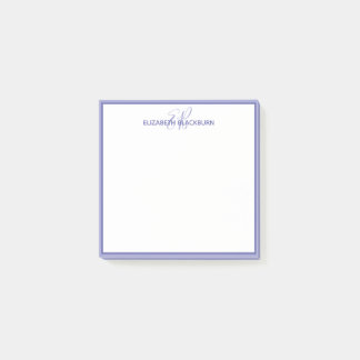 Blauwe Monogram Naam Minimalistisch Trendy Post-it® Notes