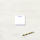 Blauwe Monogram Naam Minimalistisch Trendy Post-it® Notes (Op bureau)