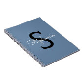 Blauwe Monogram Naam Notitieboek (Rechterzijde)