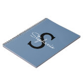 Blauwe Monogram Naam Notitieboek (Linkerzijde)