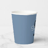 Blauwe monogram naam papieren bekers (Rechts)
