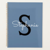 Blauwe monogram naam planner (Voorkant)