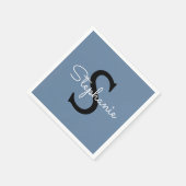 Blauwe Monogram Naam Servet (Hoek)