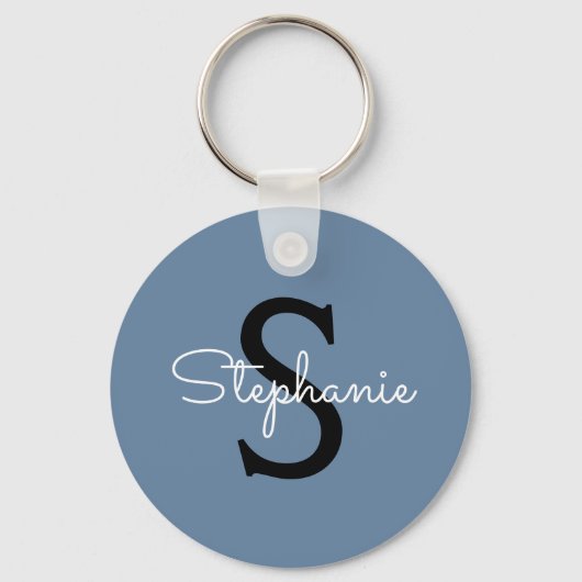 Blauwe Monogram Naam Sleutelhanger (Voorkant)