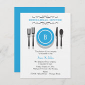 Blauwe monogram repetitie binnenuit uitnodiging (Voorkant / Achterkant)