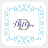 Blauwe monogram Stickers (Voorkant)